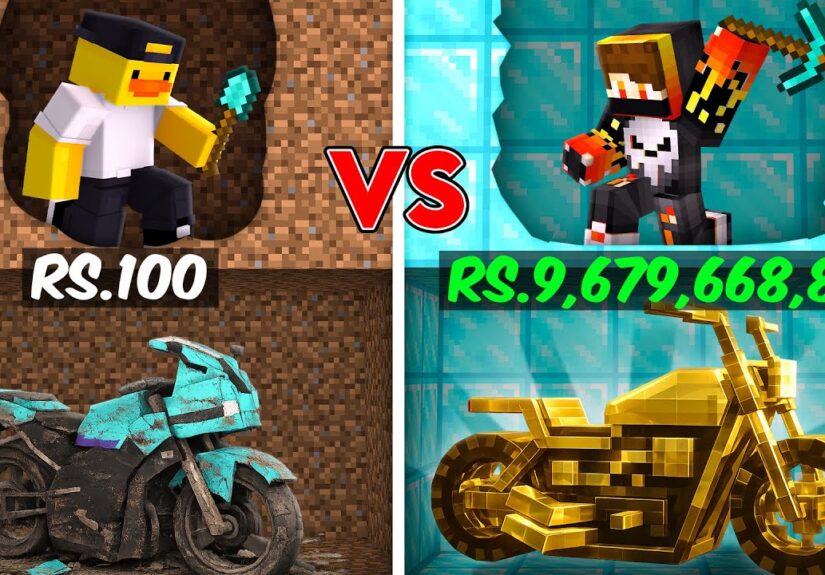 $1 vs $100,000 BIKE Mining Challenge in Minecraft..