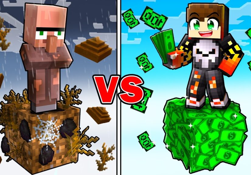 AVARITIA VS BEDROCK ONE BLOCK IN MINECRAFT!!