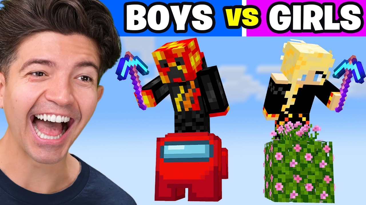 BOYS vs GIRLS On 1 Minecraft Block…
