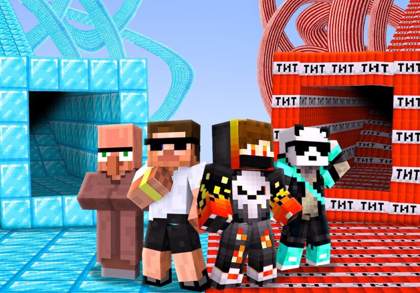 Dirt VS Diamond Tunnel Challenge in Minecraft !!!