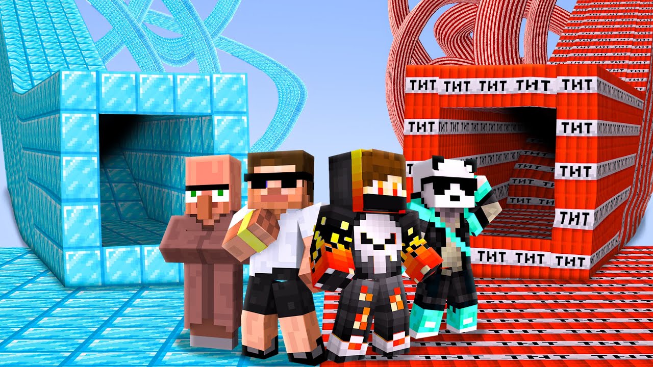 Dirt VS Diamond Tunnel Challenge in Minecraft !!!