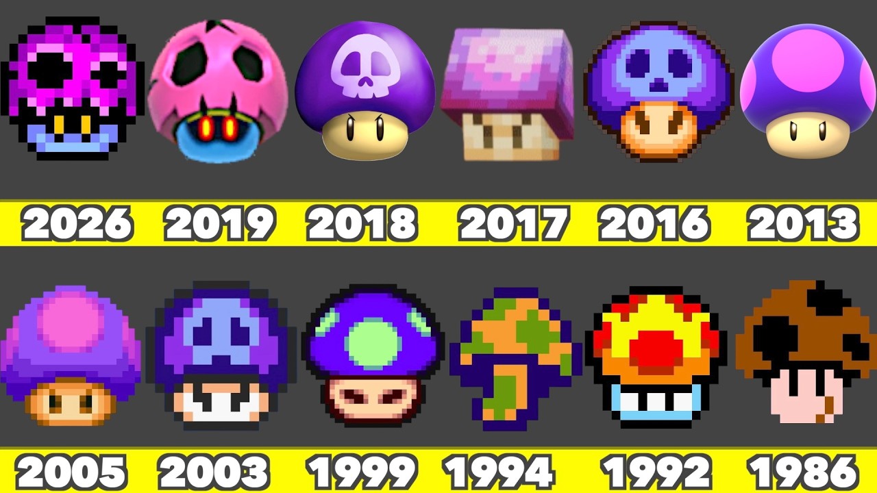 Evolution of Poison Mushroom Game Graphics in Nintendo Games &