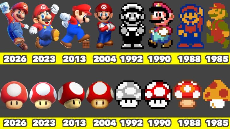 Evolution of Super Mushroom Game Graphics in Nintendo Games &