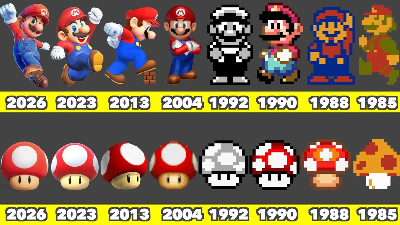 Evolution of Super Mushroom Game Graphics in Nintendo Games &