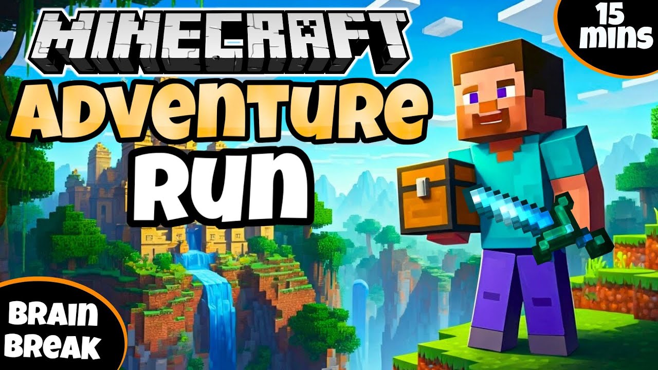 💎 Minecraft Adventure Run💎 Fitness Run | Brain Break |