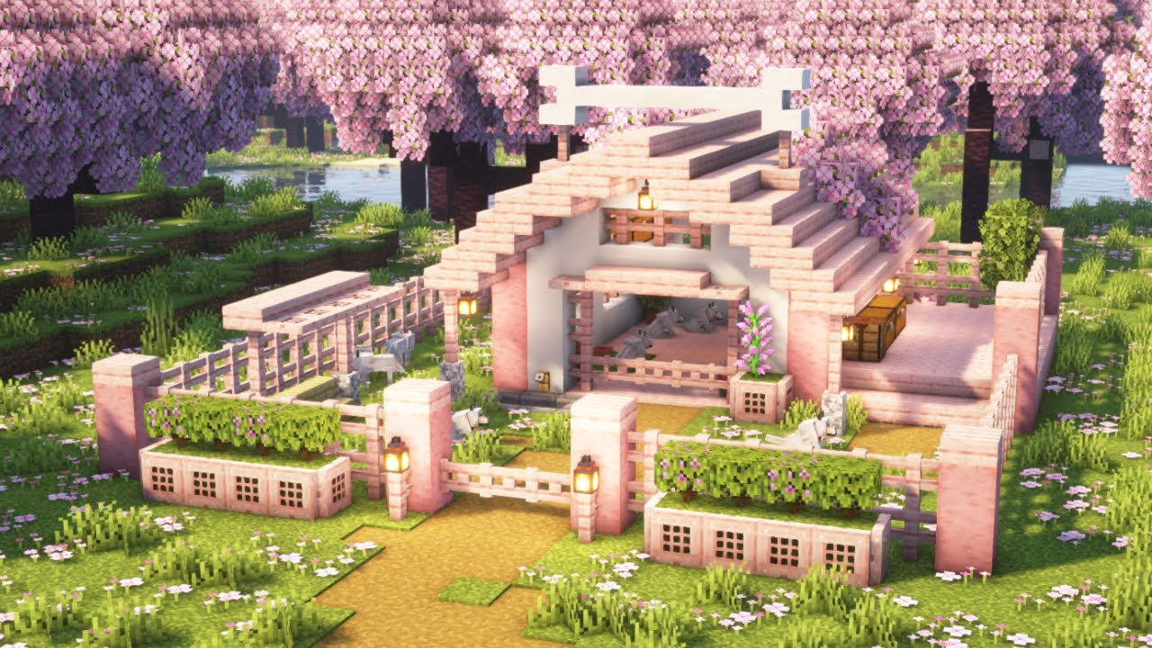 [Minecraft] How to Build a Cute Cherry Blossom Dog House