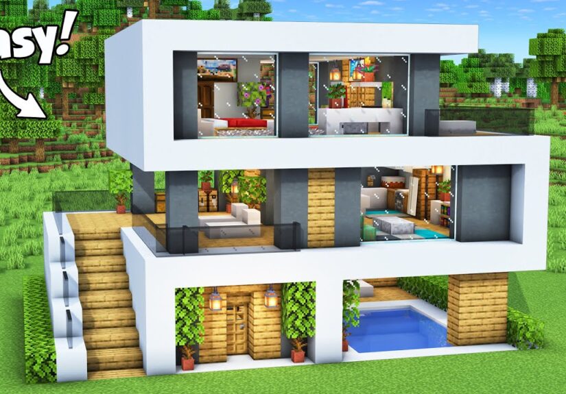 Minecraft: How to Build a Modern House Tutorial (Easy) #82