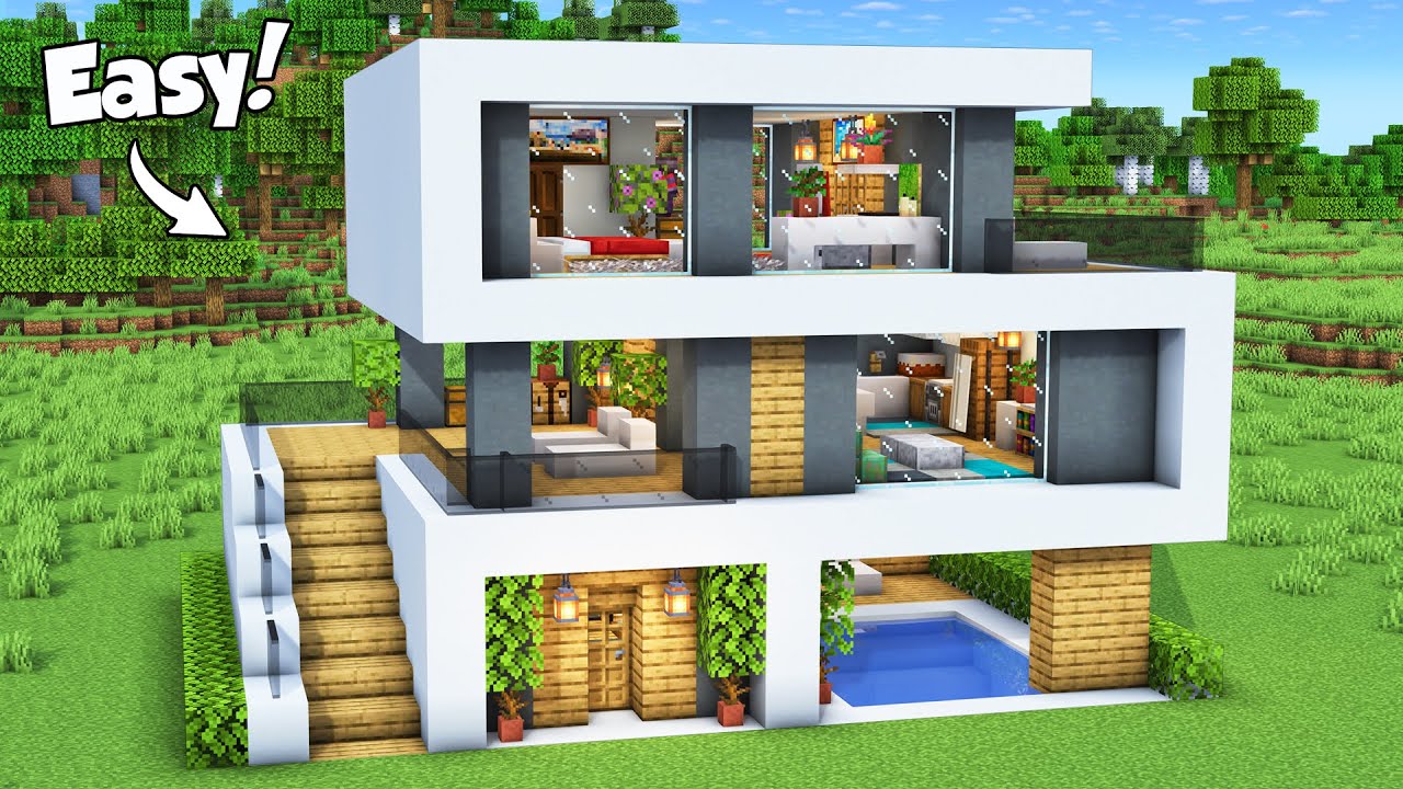 Minecraft: How to Build a Modern House Tutorial (Easy) #82