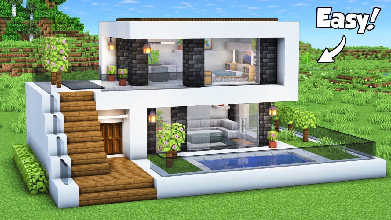 Minecraft: How to Build a Small Modern House Tutorial (Easy)