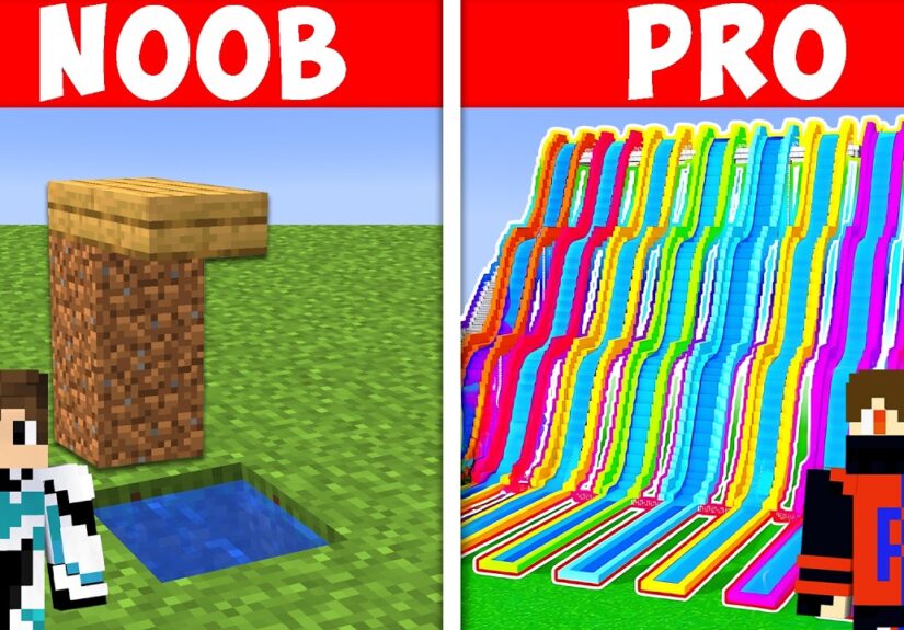 Noob vs Pro : Giant WATER PARK Build Challenge