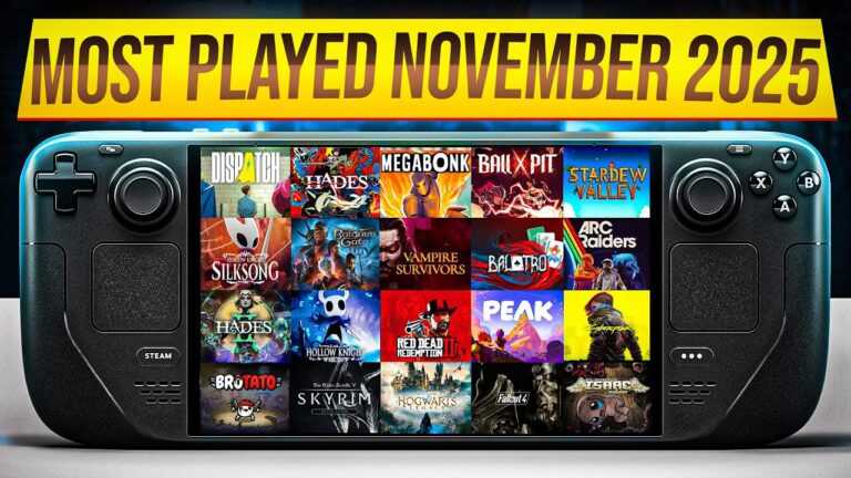 November Top 20 Steam Deck Most Played Games
