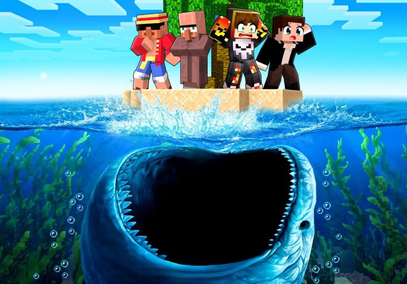 WE SURVIVED THE DEEP OCEAN IN MINECRAFT!!